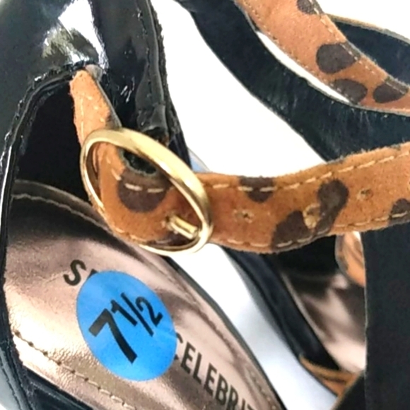 SECRET CELEBRITY BLACK LEOPARD HEELS SIZE 7.5 - Picture 8 of 12